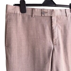 Nordstrom Elite Dress Pants Men 38x26 Grey Beige Flat Front Lightweight Trousers